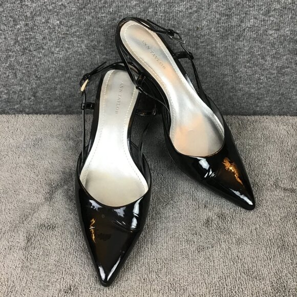 Ann Taylor Kitten Heel Look Pointed Toe Wedge Pointed Toe Sz 6N Patent Leather - Picture 1 of 11
